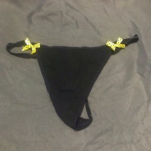 La senza black thong with yellow bows.